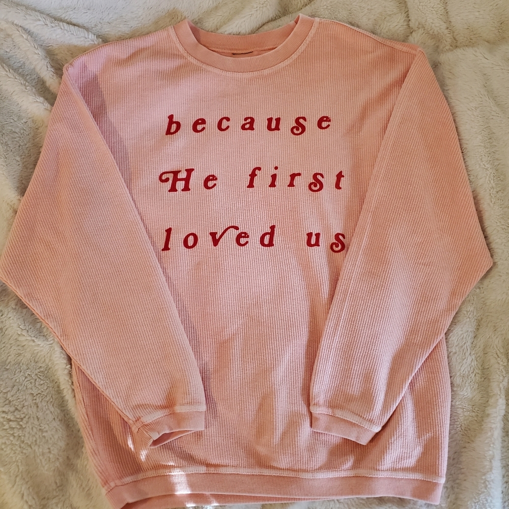 Light Blonde Oversized Ribbed Sweatshirt - Medium